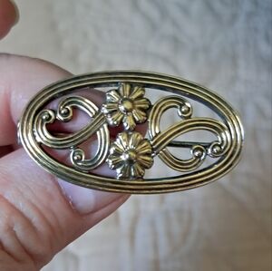 Vintage 14kt over Sterling Silver Symmetalic Floral Brooch